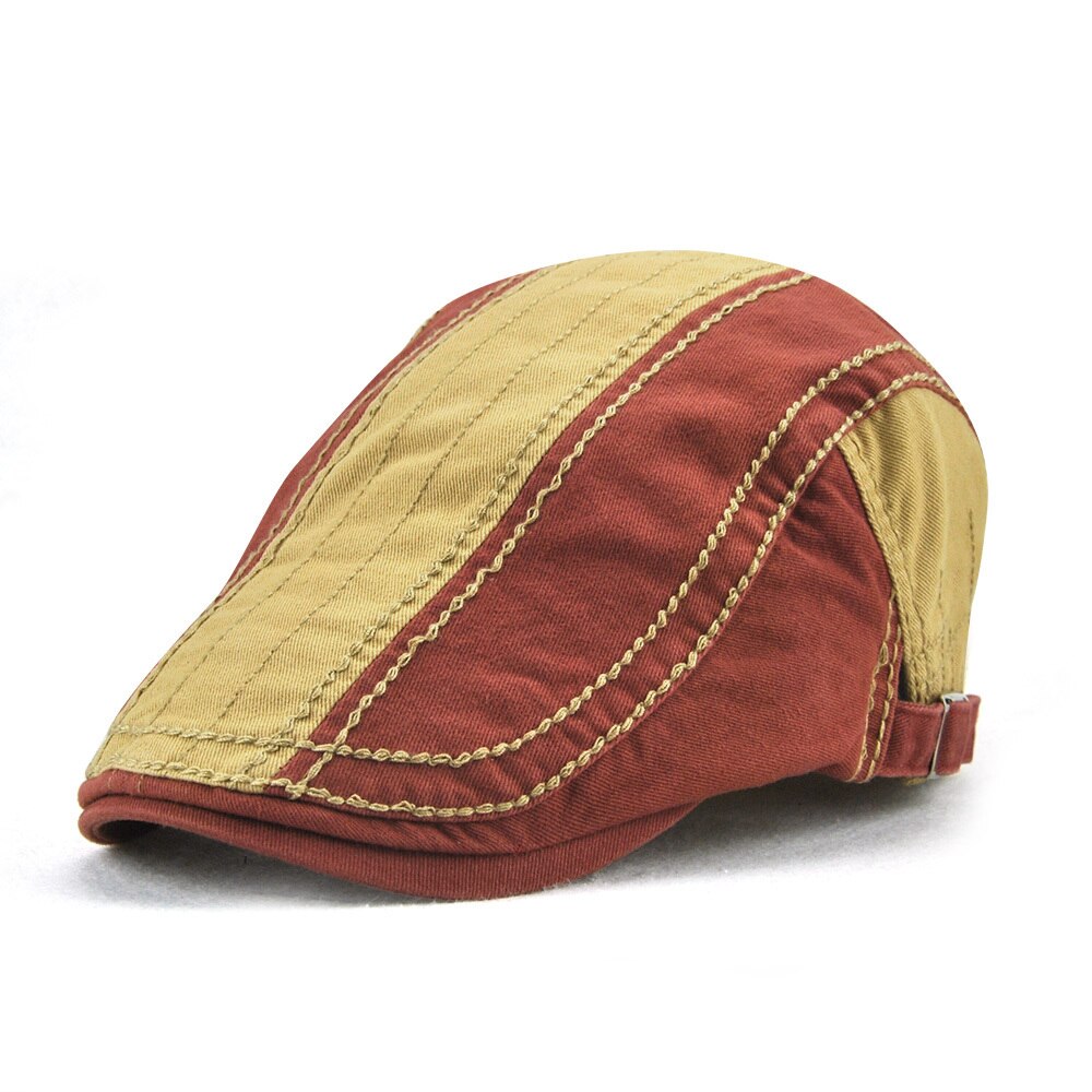 Jammont-Boina Retro con visera para hombre, gorro plano con visera de hiedra, de algodón suave, estilo Newsboy: Claret