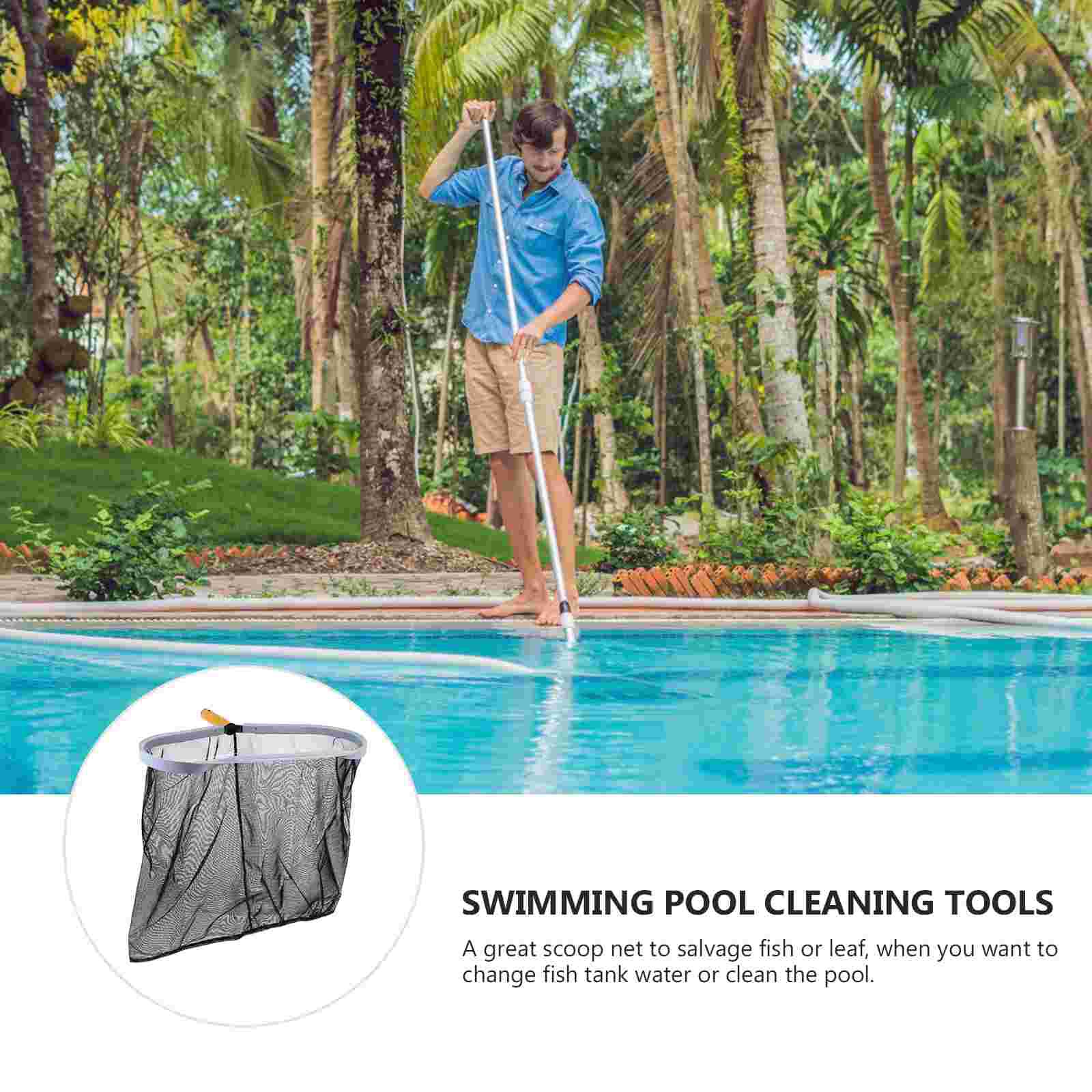 1pc Swimming Pool Scoop Net Pond Cleaning Net Portable Cleaning Tool (Black)