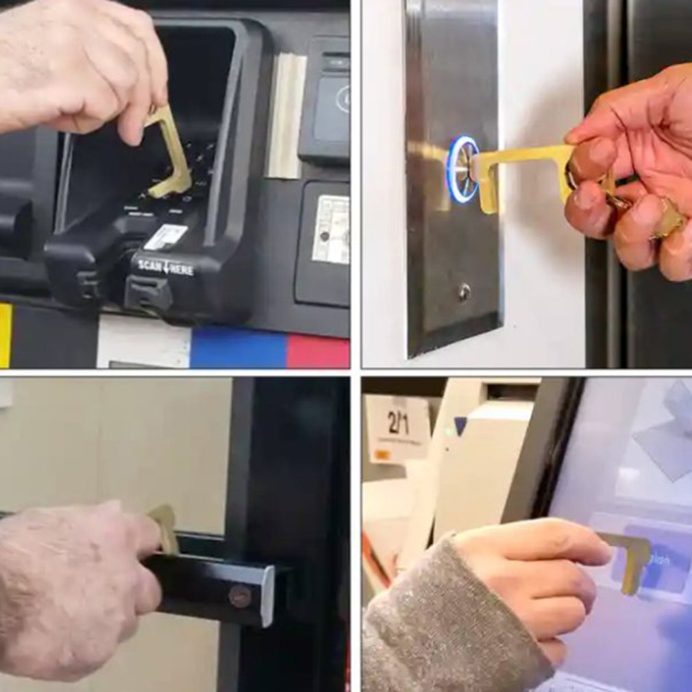 Anti-Contact Isolatie Sleutel Messing Deur Opener Zinklegering Antibacteriële Koper Voorkomen Secundaire Transmissie