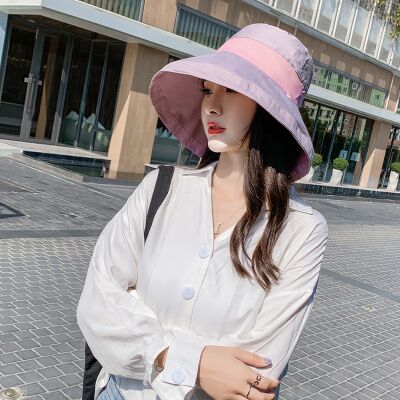 ¡Novedad de ! Sombreros de pescador de ala ancha de tela francesa, sombreros de pescador de verano para mujer, sombrero de cubo para viajes al aire libre plegable, sombreros de playa Anti-UV: purple