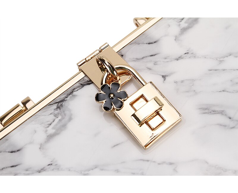 Luxury Marble Striped Box Pu Women Party Handbag Shoulder Bag Crossbody Bag Ladies Purse Bag Chian Purse Totes