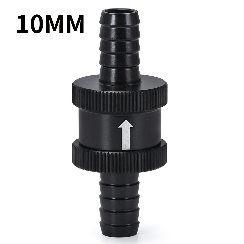 6 rozmiar 4MM / 6MM / 8MM / 10MM / 12MM / 16MM bez powrotu w jedną stronę zawór zwrotny paliwa ze stopu aluminium benzyna diesel: 10MM  czarny
