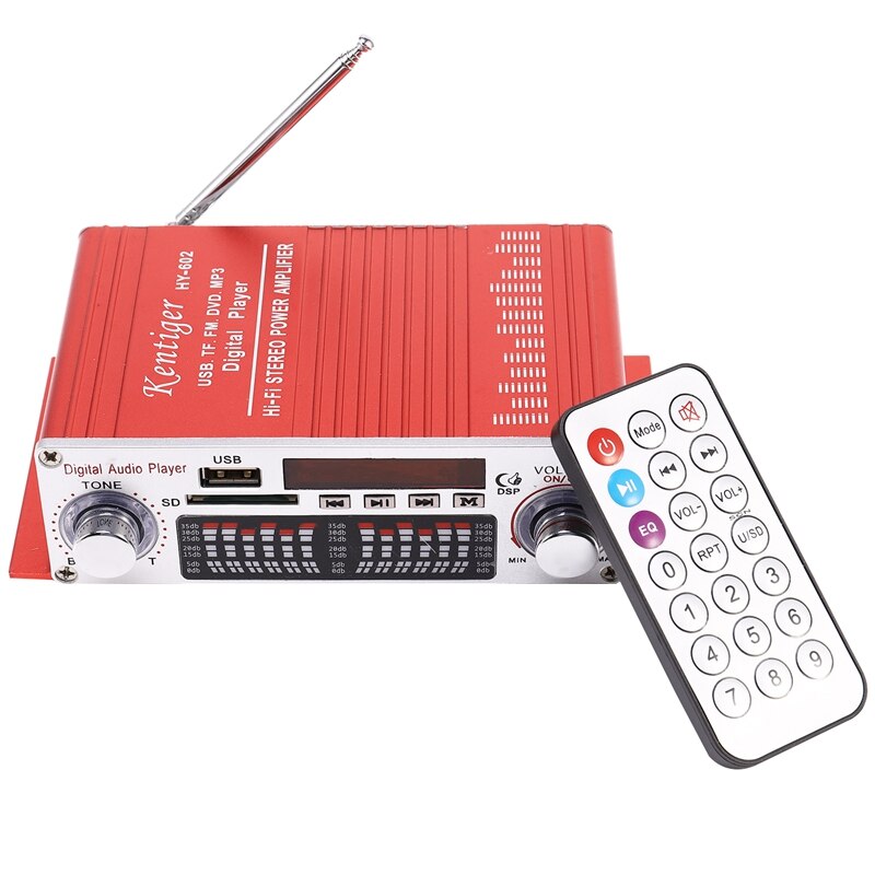 Kentiger Hy-602 Mini Portable Hifi Stereo Power Digital Amplifier With Fm Ir Control Fm Mp3 Usb Playback With Four Dsp: Default Title