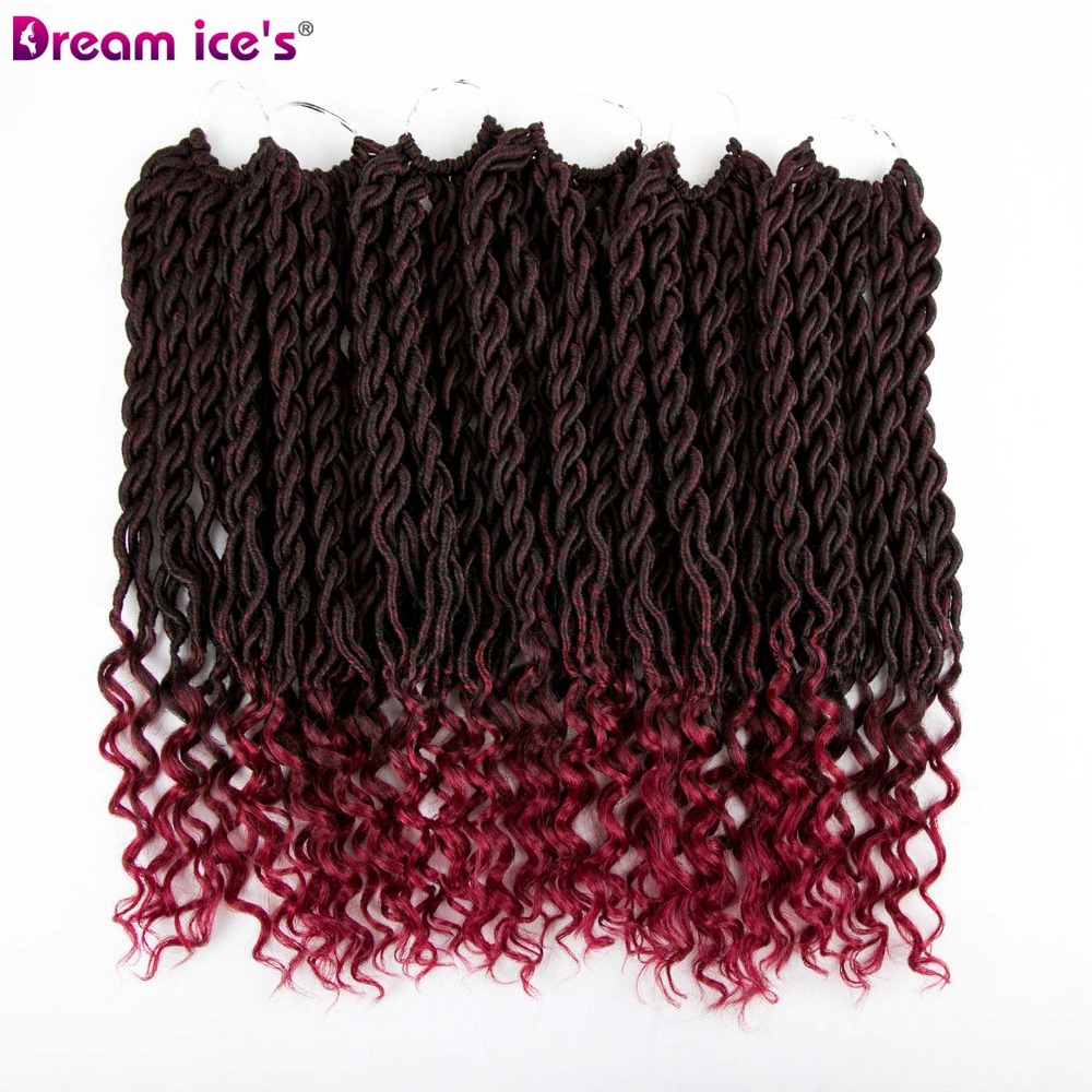 Burgundy Faux Locs Curly Crochet Braids Braiding Hair Bulk Crochet Hair Extensions Synthetic Hair Ombre Braids 70g 3pcs/lot