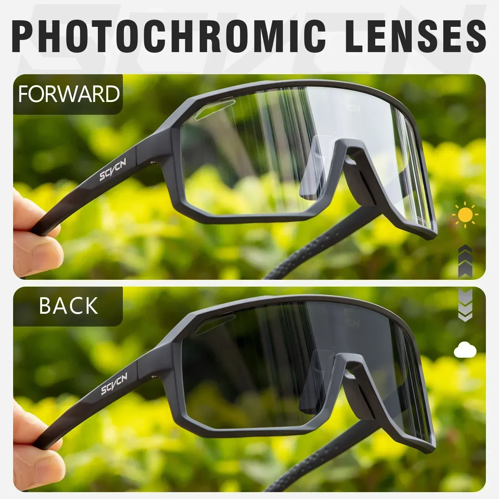 SCVCN-gafas fotocromáticas deportivas para hombre y mujer, lentes de sol para ciclismo con protección UV400, para exteriores, para ciclismo de montaña y senderismo