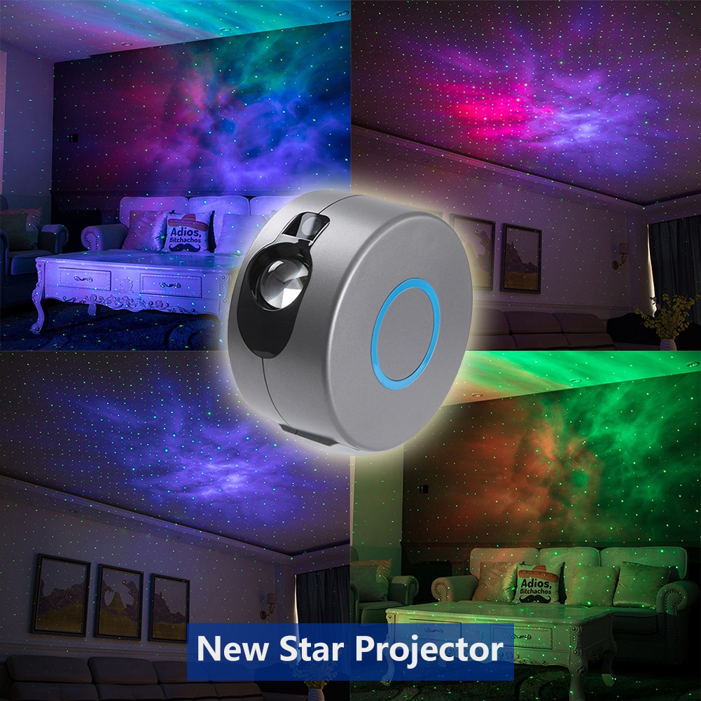Bluetooth Speaker Kleurrijke Rgb Nachtlampje Roterende Sterrenhemel Projector Met Afstandsbediening Kinderen Slaapkamer Ster Nachtlampje
