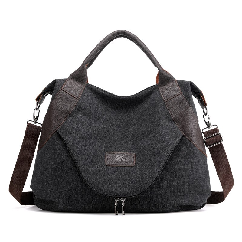Unieke Vrouwen Handtassen Nylon Waterdichte Canvas Top Handvat Tassen Modieuze Eenvoudige Messenger Bag Postman Bag: black
