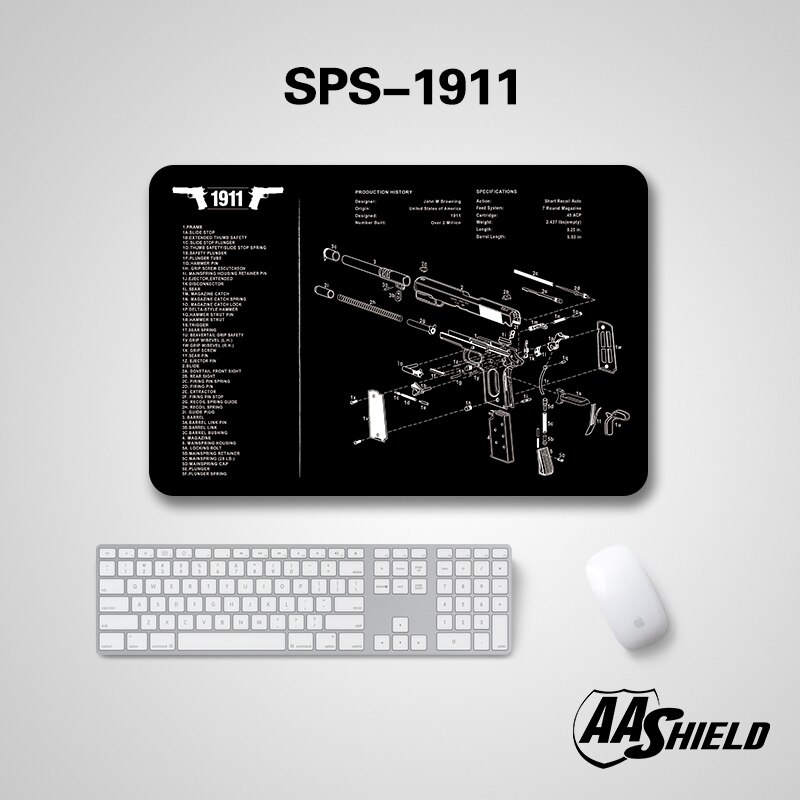 Aa skjold gummibase mikrofibercover musemåtte pistolen billeddiagram udskrivning af flere mønstre 43*28cm del 1