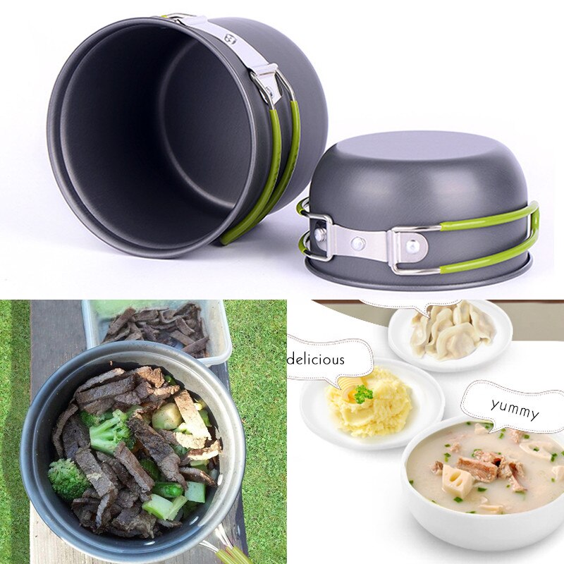 Outdoor Pan Set Camping Hiking Aluminium Alloy Cooking Travel Cookware