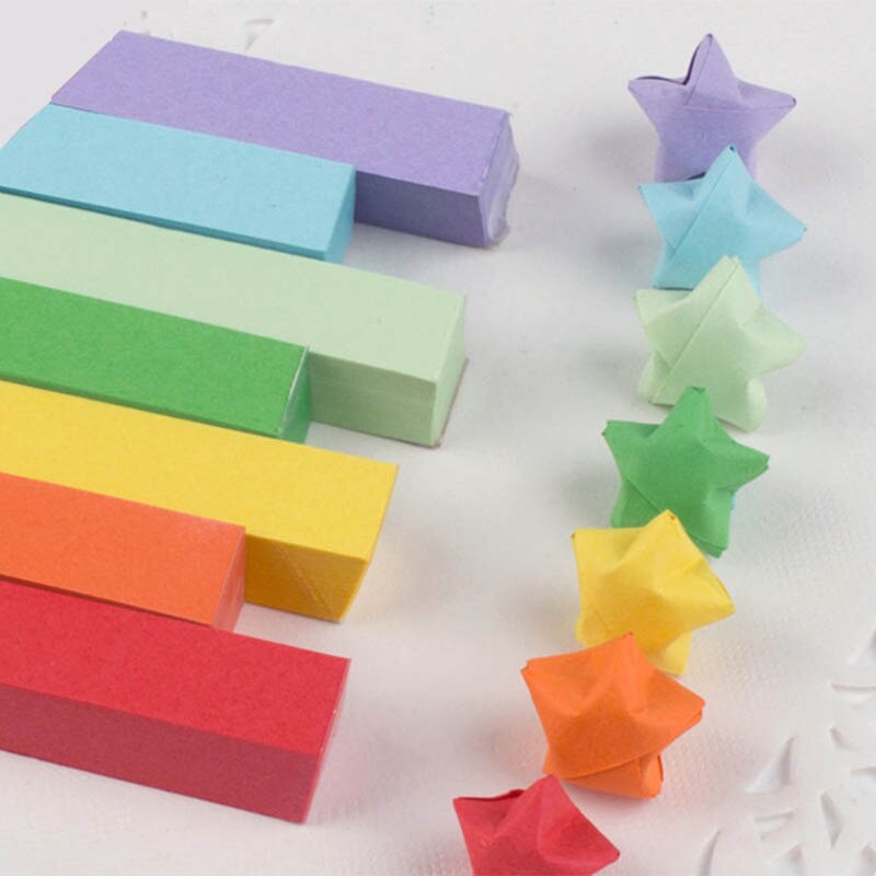 Wykonany ręcznie kolorowe karty DIY prezent Quilling papieru gwiazda na szczęście rzemieślnicze origami 380/540szt. paski papieru papier pakowy