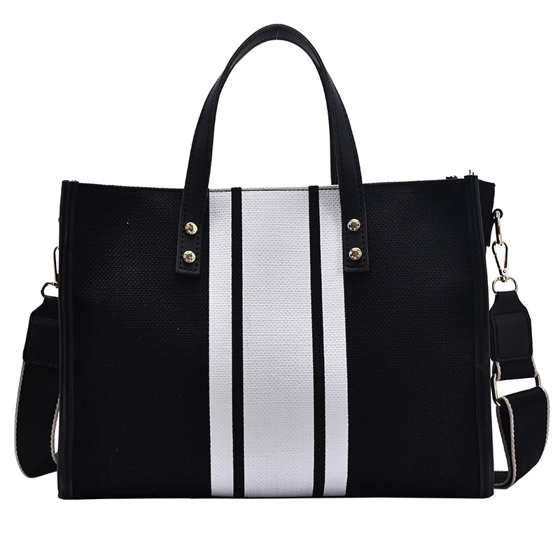 Sacs à main en toile tendance pour femmes, sacs à épaule de grande capacité, sacs à bandoulière de bonne , grand fourre-tout: Black