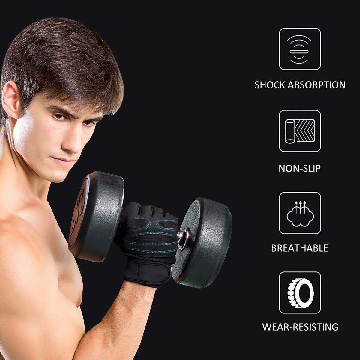 Gants d'haltérophilie antidérapants pour hommes et femmes, équipement de Fitness, respirant, demi-doigt, pour Crossfit, entraînement de force