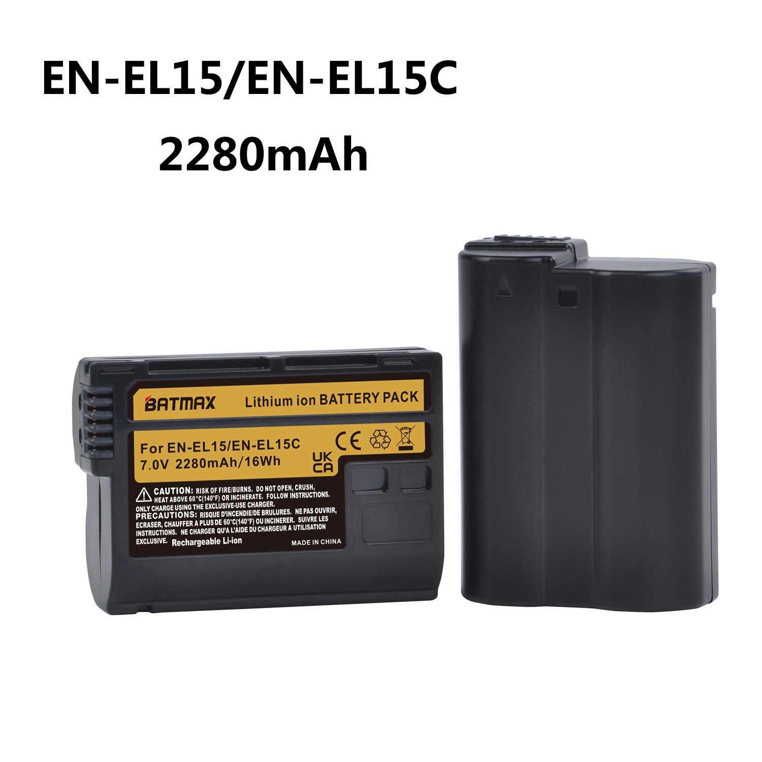 Batmax 2280mAh EN-EL15C EN-EL15 EN-EL15A Batterie für Nikon Z5,Z6,Z6 II,Z7,Z7II, d7000, D7100,D7200,D850,D750,D7500,D810,D500,D800