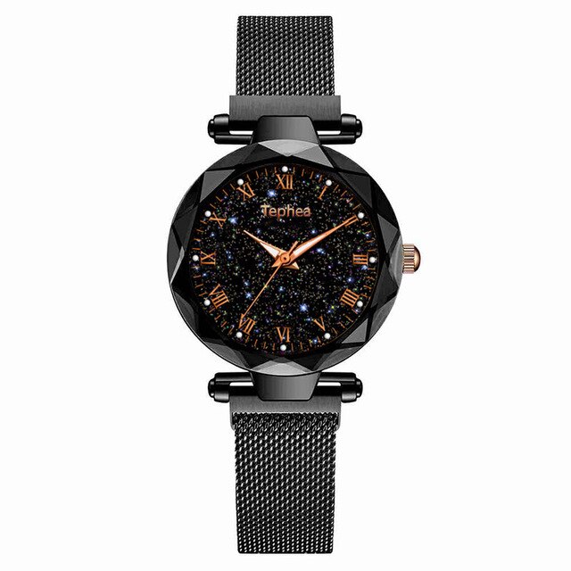 Luxe Rose Gold Vrouwen Horloges Mode Diamant Dames Sterrenhemel Magneet Horloge Waterdicht Vrouwelijke Horloge Voor Klok: Roze