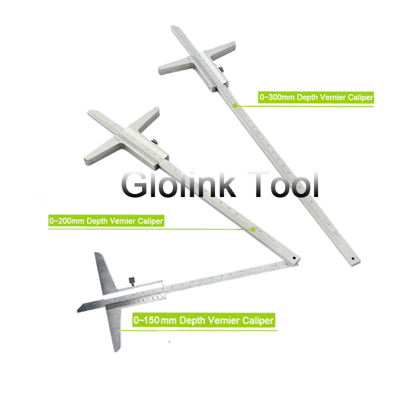150mm 200mm 300mm Depth Vernier Caliper 0.02mm 0-150mm 0-200mm 0-300mm Depth Gauge Depth Measuring Tool
