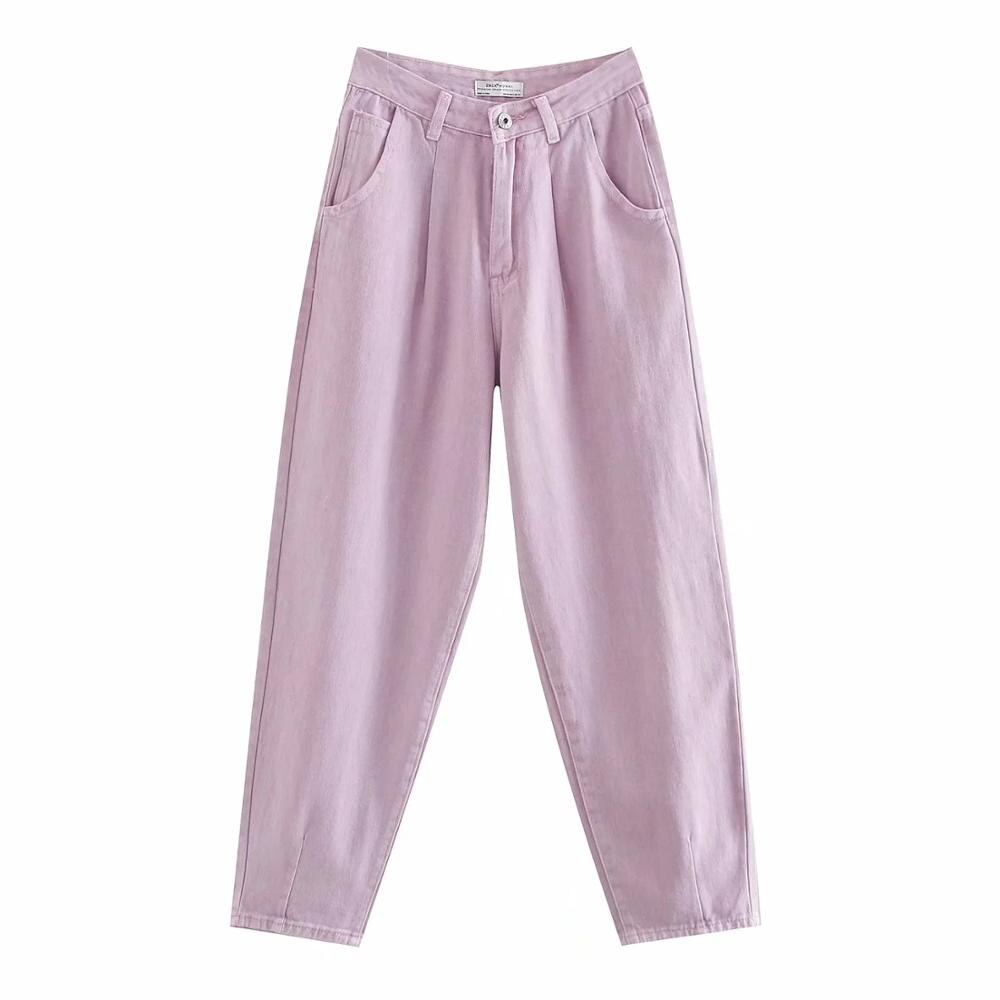 Jenny &amp; Dave Boyfriend Jeans Vintage Lichtgroen Effen Losse Mom Jeans Vrouw Hoge Taille Jeans Geplooide Raap Denim Broek voor Vrouwen