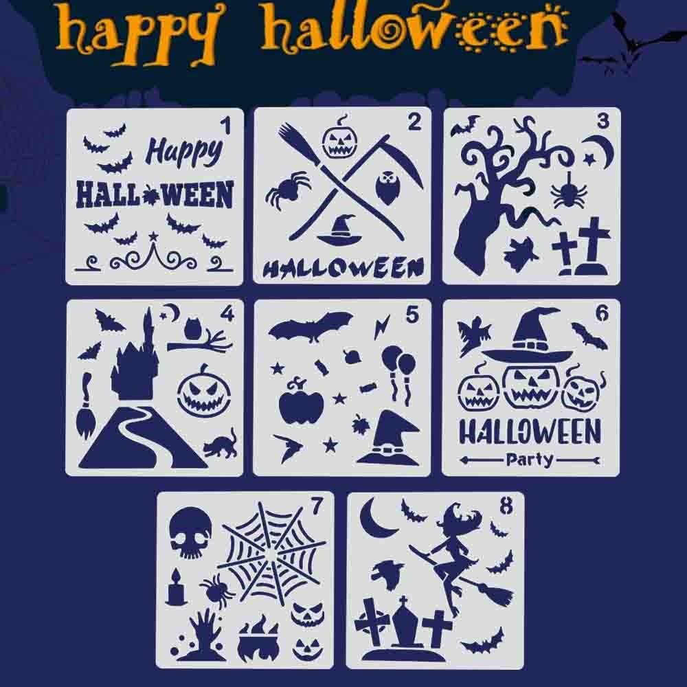8 vellen Halloween Herbruikbare Schilderij Tekening Stencils Sjablonen voor Kids Volwassenen Scrapbooking DIY Projecten Ambachtelijke Fotoalbum