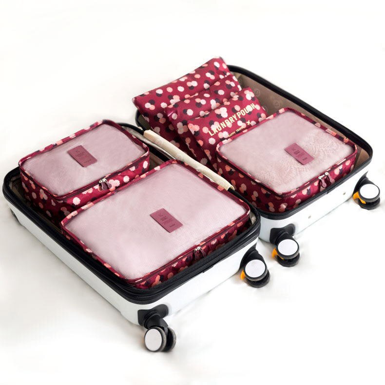 6 piece set / set Oxford knit bag travel bag storage bag luggage packaging cube storage bag clothing: D4