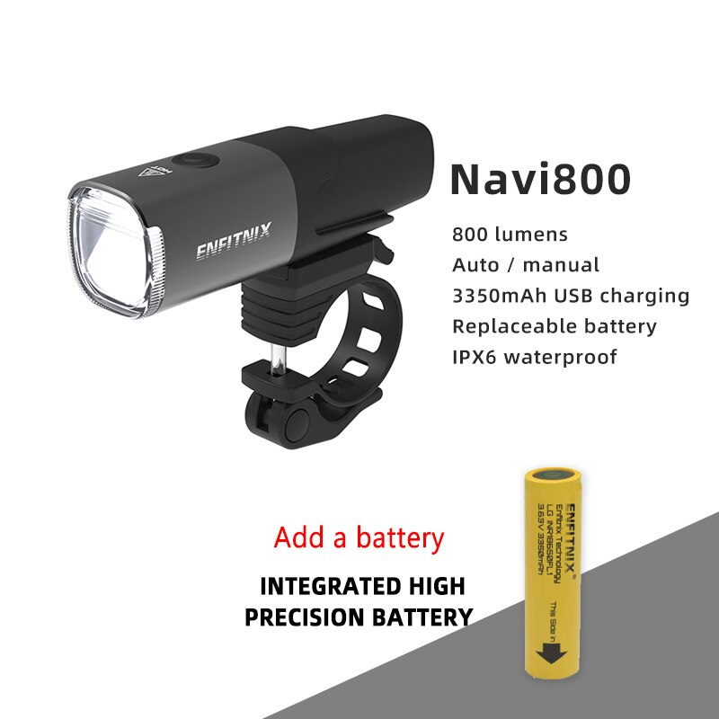 Enfitnix Navi800 Fietslicht Smart Fiets Led Koplamp Usb Oplaadbare Fietsen Voor Lamp Zaklamp Beugel Accessoires