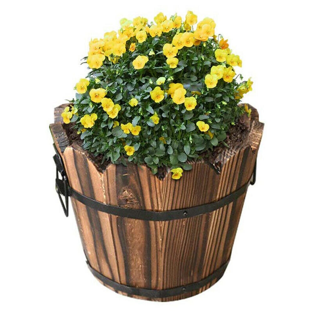 3 Stck Jahrgang Holz Blumentöpfe Balkon Pflanzen Eimer Fässer Pflanze Blume Badewanne Boxen Container-Heimat Garten Dekoration