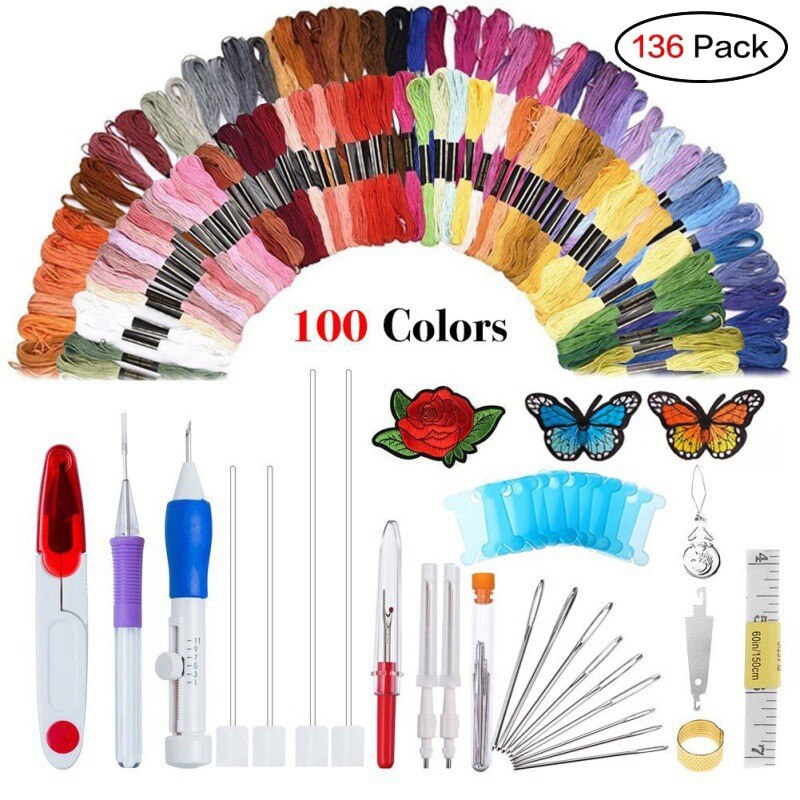 24Pcs Diy Borduren Pen Set Stiksels Punch Naalden Kit Porren Kruissteek Gereedschap Haak Breien Art Borduren Naalden Threa: A2