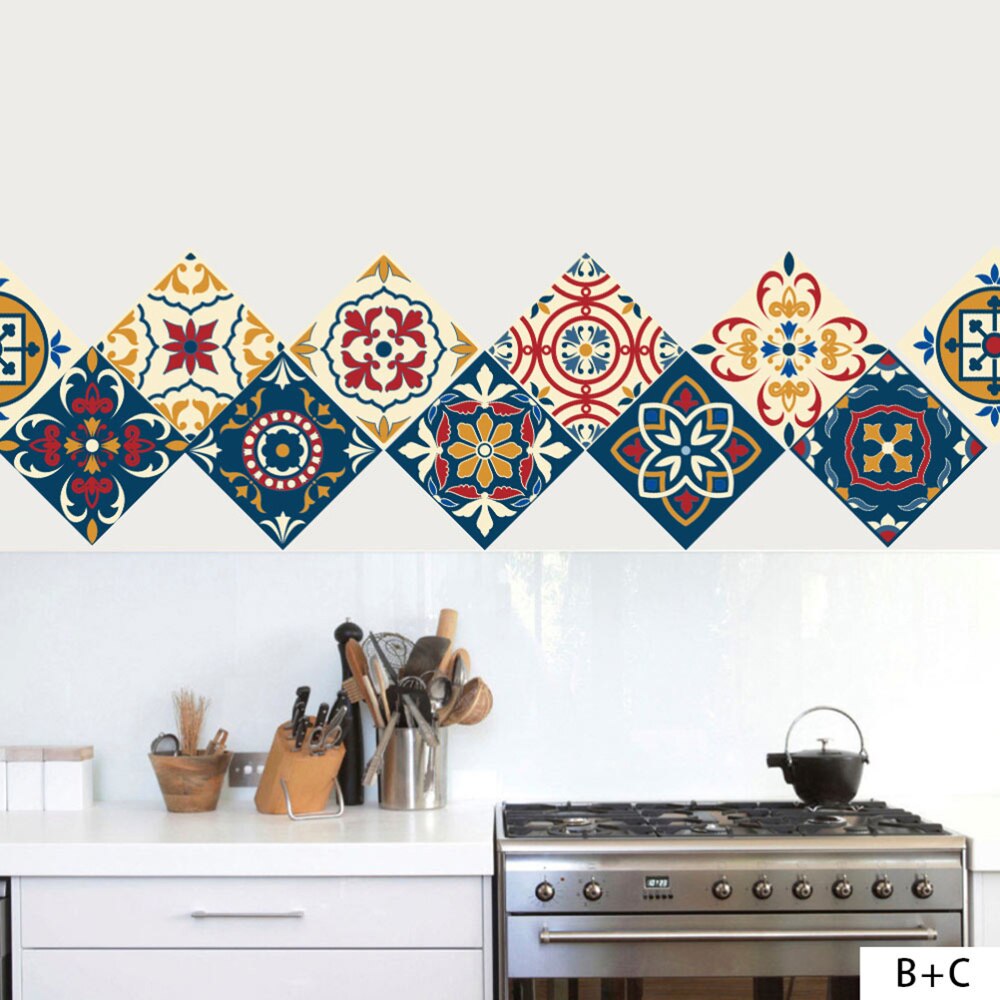 Splicing Wallpaper Border Sticker Simulation Tiles Waist Line Wall Sticker Self Adhesive Border Decal for Bathroom Ki
