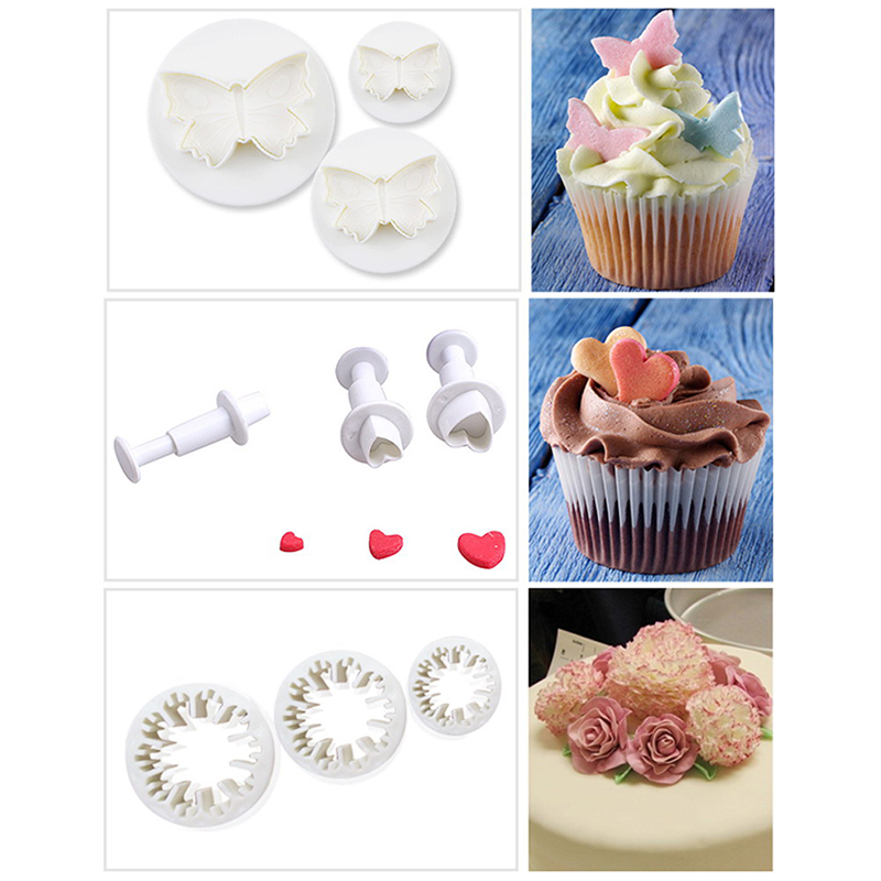 JINJIAN 33 stks/set Fondant Cookie Cake Cutter Stempel Plunger Cutters Reliëf Mold Mallen DIY Keuken Bakken Cake Decorating Gereedschap