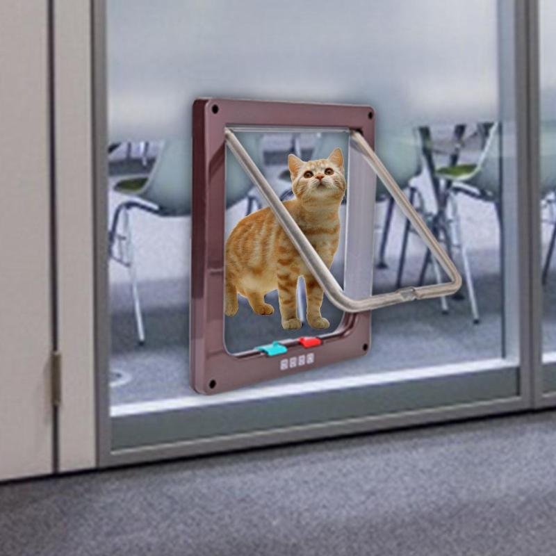 4- vejs låsbar hund kat sikkerhed klapdør killing hvalp kæledyr plast gate kæledyr leverandør