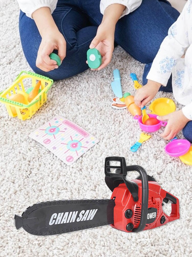 Motosierra eléctrica de juguete para niños, herramienta de construcción con sonido realista, juguetes para juego de imitación, de día