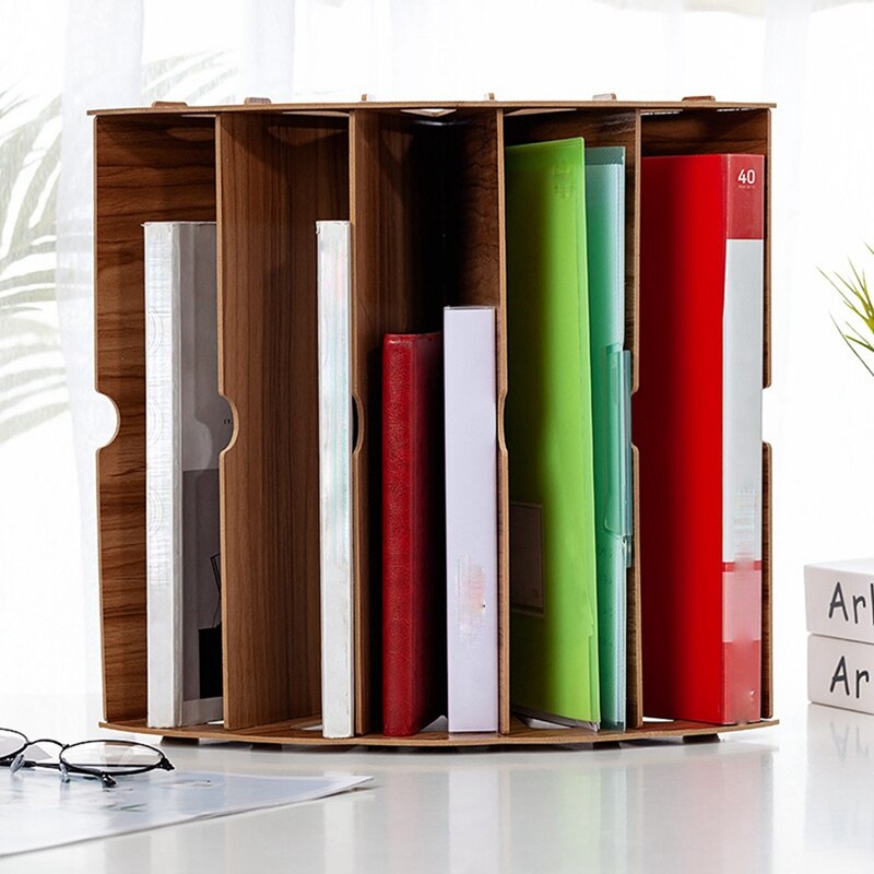 Wooden Office Desk Organizer DIY Document File Rack Multifunction Desk Accessories Storage Magazine Book Desk Shelf