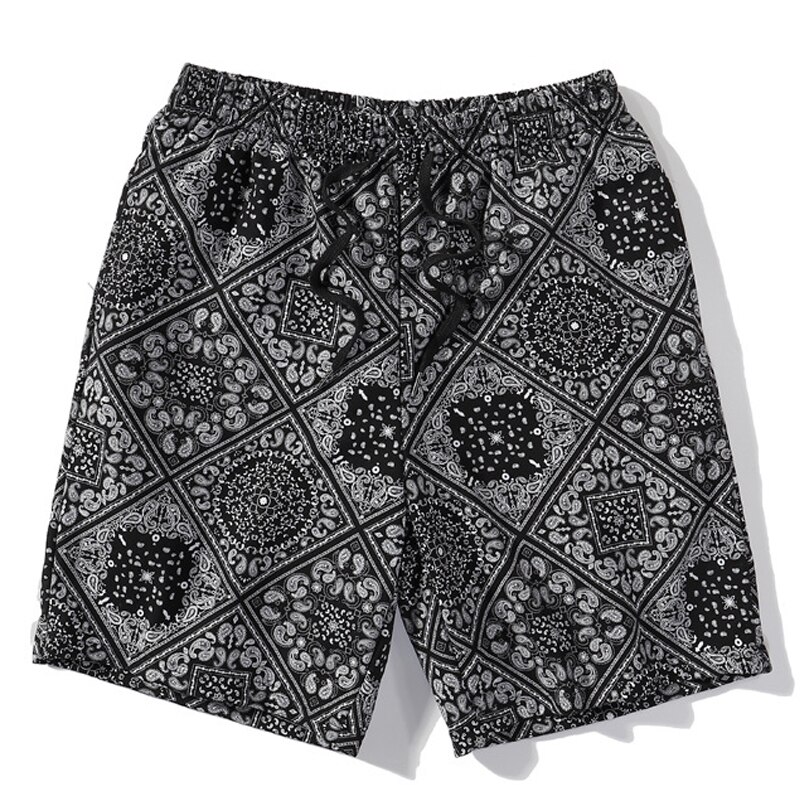 ELKMU – short à motif Bandana Paisley, Streetwear Harajuku, d&#39;été, Hip Hop, bas, taille élastique, HE917: black / L