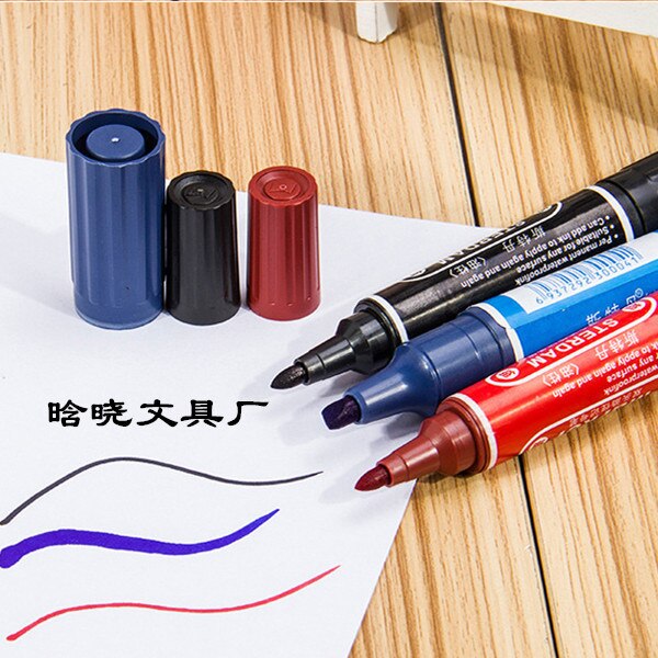 Logistiek Koerier Zwart/Blauw/Rode Kleur Dubbele Hoofd Ronde Neus Olie Permanente Marker Pen