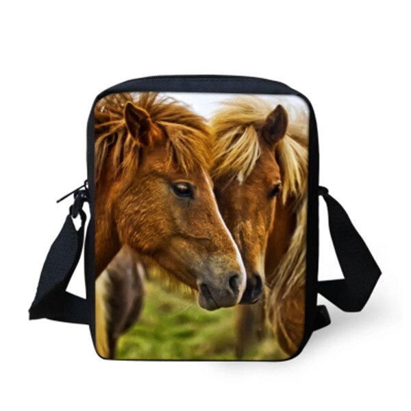 TWOHEARTSGIRL 3d Cool Paard Afdrukken Jongens Messenger Bag Student Crossbody Tas Kleine Kids Animal Strandtas Opslag Handtassen: Z095E