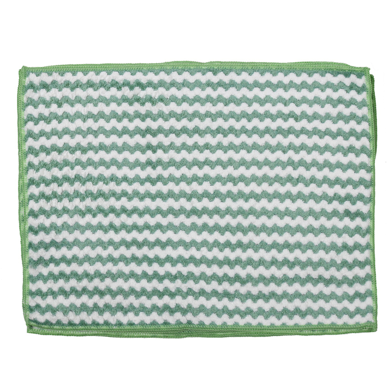 1/20Pcs Striped Flower Household Kitchen Towels Absorbent Thicker Microfiber Wipe Table Kitchen Cleaning Dish Washing Cloth: green 30 40cm 20pcs