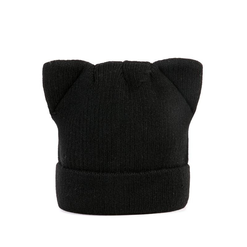 COKK Women Winter Beanie Hat Female Russian Warm Soft Knitted Cap Women's Cat Beanies Ear Flaps Hat Lady Skullies Touca Bonnet: Black