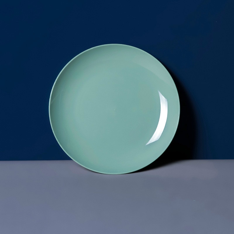Assiette à Sauce alimentaire en plastique, petit tableau de dégustation de vinaigre, assiettes à collation créatives Imitation porcelaine assiette de fruits de ménage ronde: Large dark green