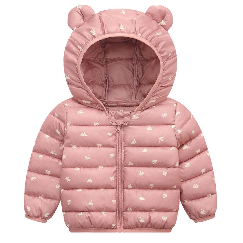 Zitrusfrüchte Nette Herbst Winter Kleidung Neue freundlicher Dünne Und Licht Baumwolle Unten Jacke Baby Jungen Karikatur Mit Kapuze Mantel Ohr outwear