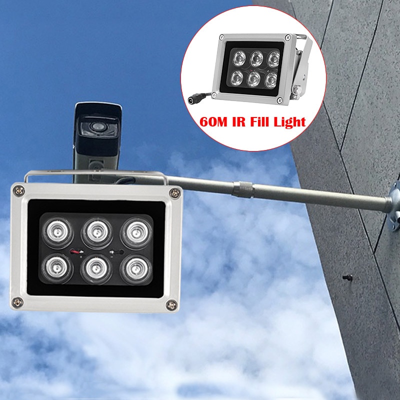 Lumière LED pour caméra de vidéosurveillance, distance IR 60m, 6 pièces, illuminateurs infrarouges, étanche, Vision nocturne, lumière de remplissage pour caméra CCTV