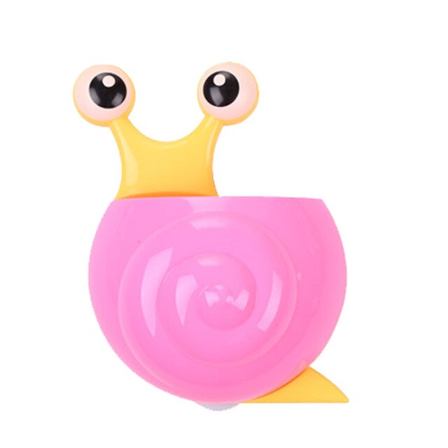 Snail Animals Cartoon Sucker Toothbrush Holder Cute Suction Hook Toiletries Tooth Brush Holder Tools Bathroom Accessories Sets: pink