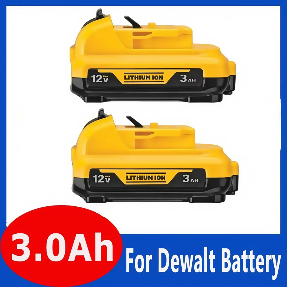 Para baterías recargables DeWalt DCB120 - DCB127 - Batería de repuesto de iones de litio máxima de 3000 mAh y 12 V.