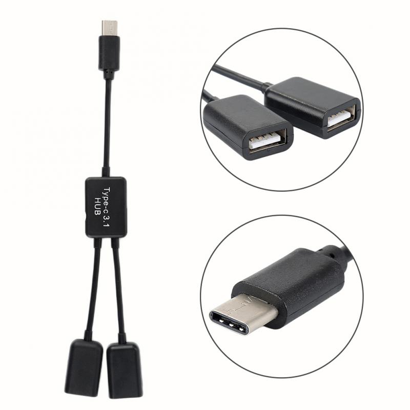 Usb C Type C Dual Port Usb Otg Hub Kabel Usb C 2 In 1 Splitter Cable Cord Connector adapter Voor Tablet Android Muis Toetsenbord