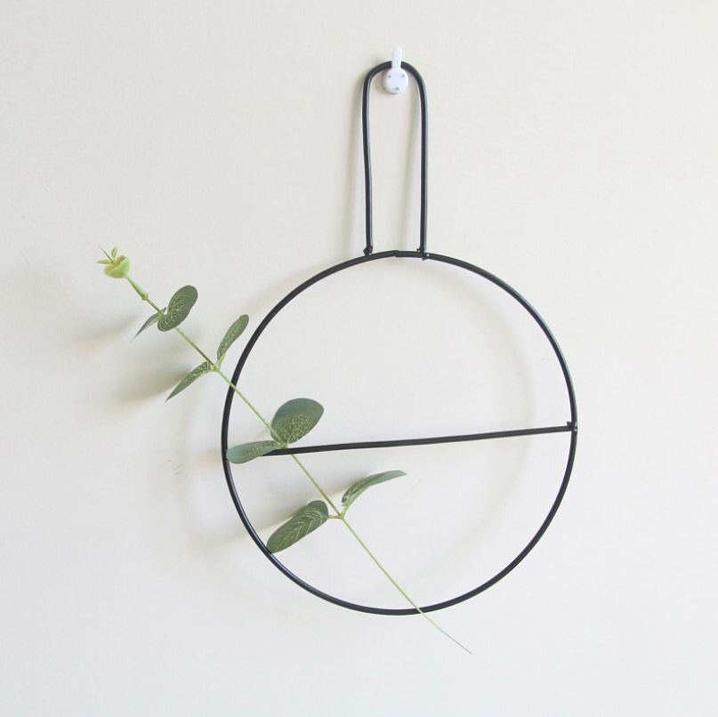 Nordic Style Iron Frame Vase Wall Mount Plant Dried Flower Rack Bottle DIY Shelf Flower Pot Holder Home Storage Rack Display: typeG