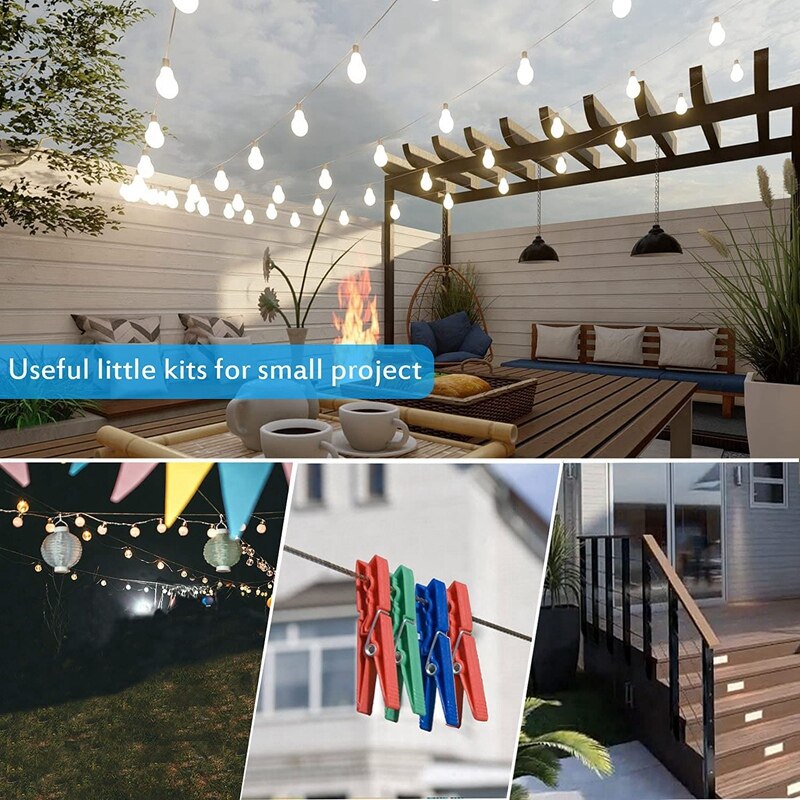 30M Tuin Draad Voor Klimmen Planten, draad Hek Draad Touw Clips Spanschroef Draad Spanner Voor Lichtslingers Opknoping Kit