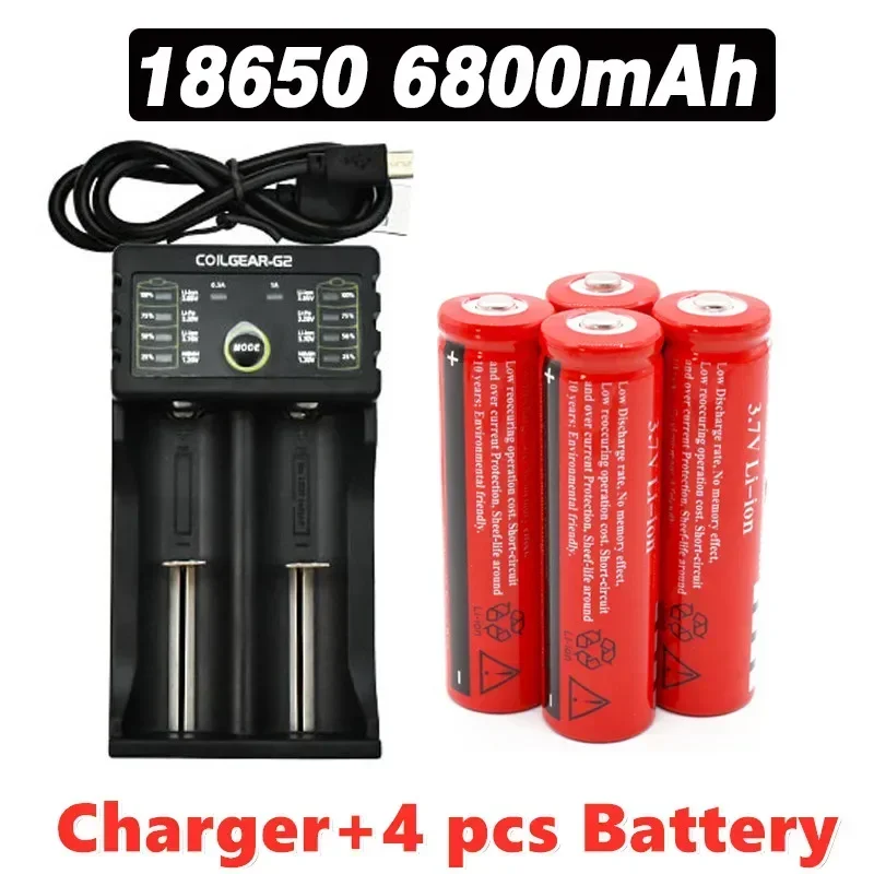 18650 recharable battery 3.7V 6800 mAh 18650 rechargeable lithium-ion battery 3.7V for LED flashlights: Blue