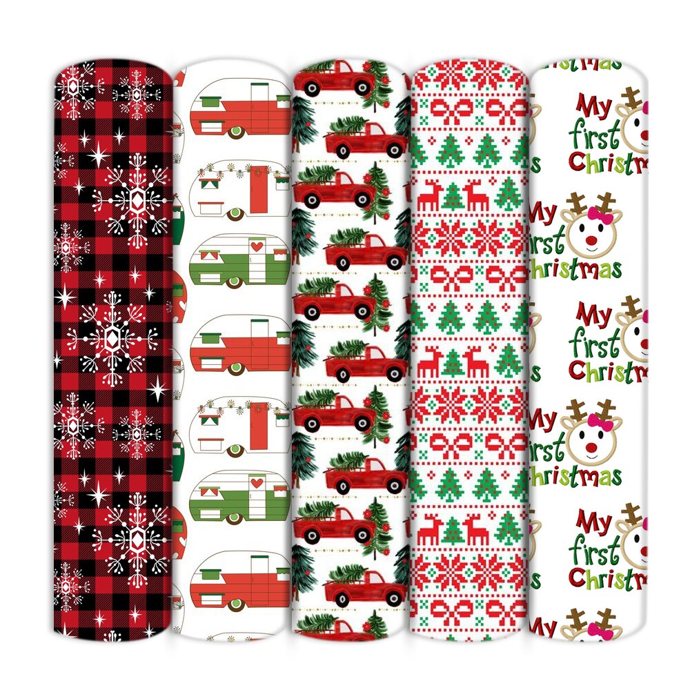 50*140cm 5 diseños/juego, medio metro Navidad poliéster algodón Fabic set hogar textil costura acolchado ropa DIY,c12649