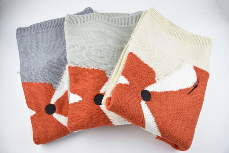 Brand Bebe Cute Fox Blanket Stereo Ear Towel Spring Autumn Kniting Soogan Sweater Quilt Beach Mat Baby Cotton Blanket