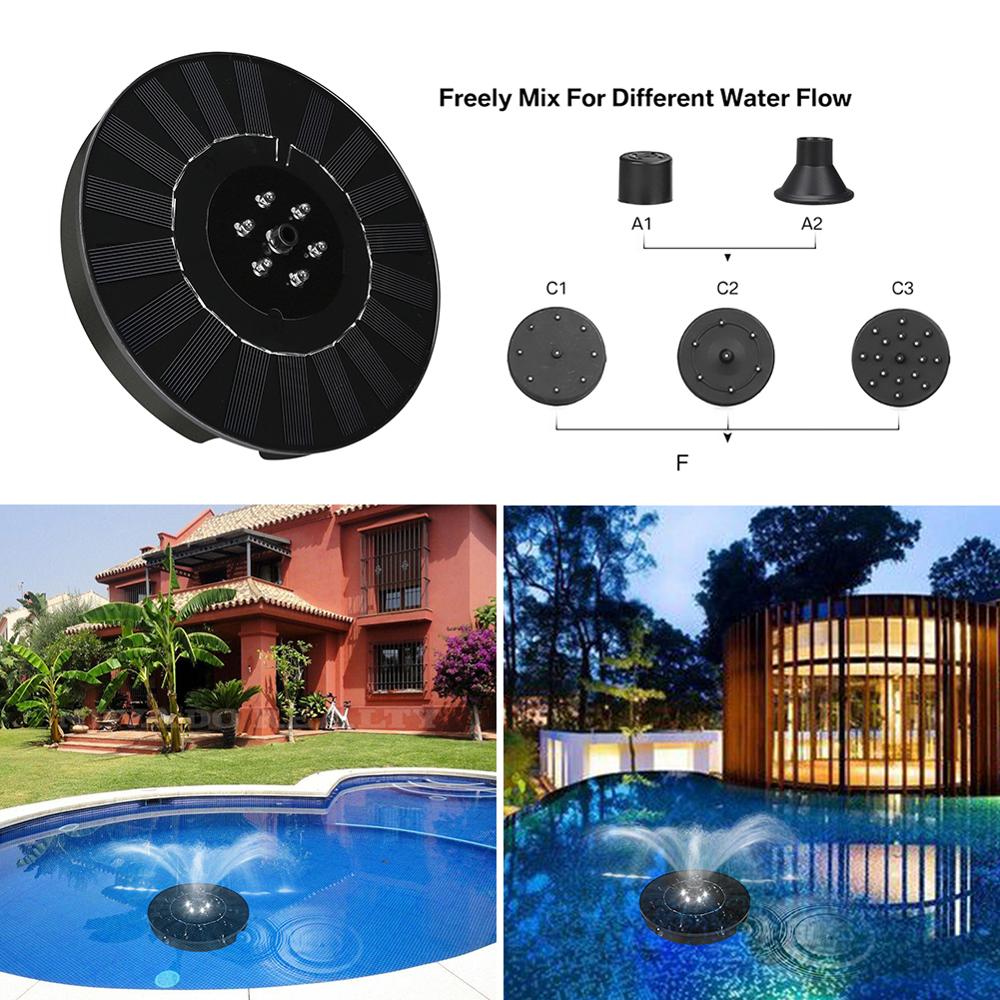 Solar springvand led sol vand springvand med led lys til udendørs landskab haveindretning flydende pool springvand solpumpe