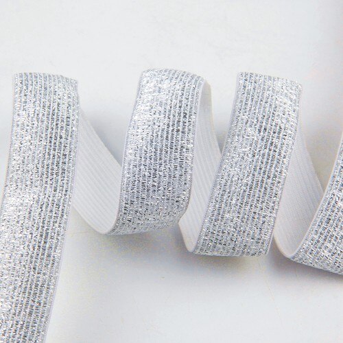 Elastiske bånd 2.5cm gummi elastiske 25mm leopard talje bånd elastik couture diy tøj undertøj bukser sy tilbehør: Sølv
