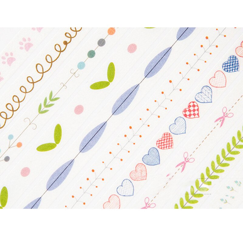 Washi Tape 10 m * 7mm Liefde En Bladeren Plant Scrapebooking Diy Stickers Decoratieve Afplakband Voor Verjaardagsfeestje decoratie