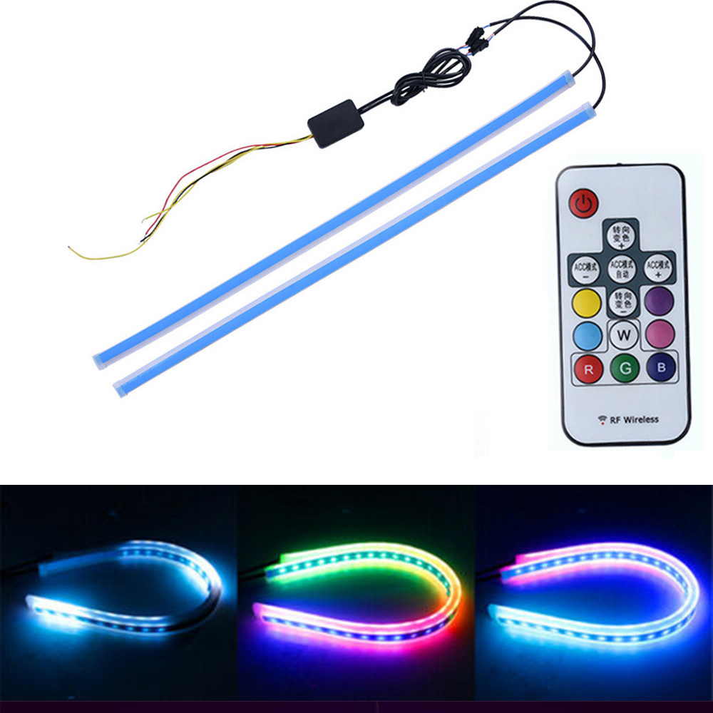 Flexible Led Strip Lights RGB DRL Daytime Running Lights Sequential Switchback Led Strip Neon Auto Headlight Decorative Lamp: Dark Grey / 4500K
